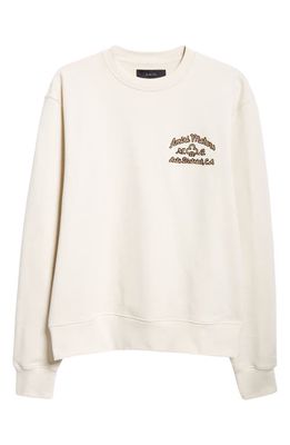AMIRI Motors Embroidered Cotton French Terry Sweatshirt in Alabaster