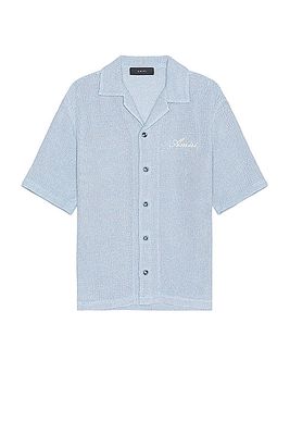 Amiri Open Shimmer Shirt in Blue