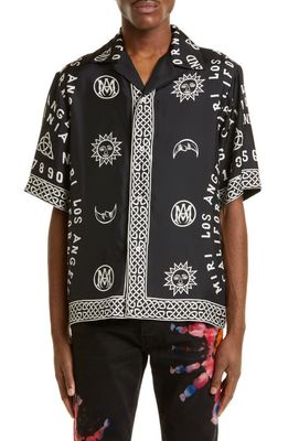 AMIRI Ouija Board Silk Bowling Shirt in Black