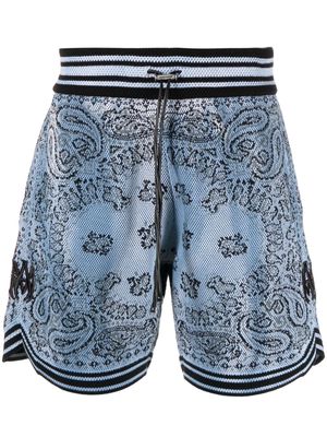 AMIRI paisley-print embroidered-logo deck shorts - Blue