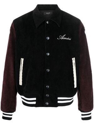 AMIRI panelled corduroy varsity jacket - Black