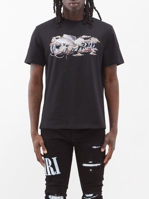 Amiri - Pegasus-print Cotton-jersey T-shirt - Mens - Black
