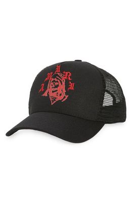 AMIRI Reaper Logo Trucker Hat in Black/Red