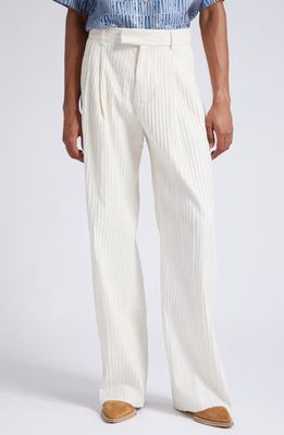 AMIRI Rib Texture Double Pleated Canvas Pants in White