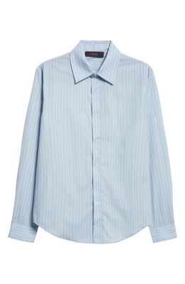 AMIRI Script Stripe Cotton Poplin Button-Up Shirt in Light Blue
