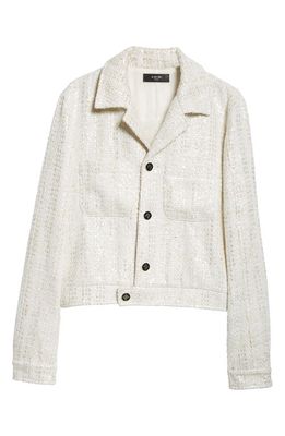 AMIRI Sequin Bouclé Shirt Jacket in Alabaster