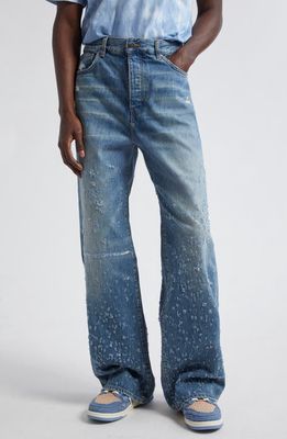 AMIRI Shotgun Distressed Denim Baggy Jeans in Crafted Indigo