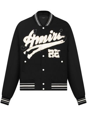 AMIRI Shrunken logo-patch bomber jacket - Black