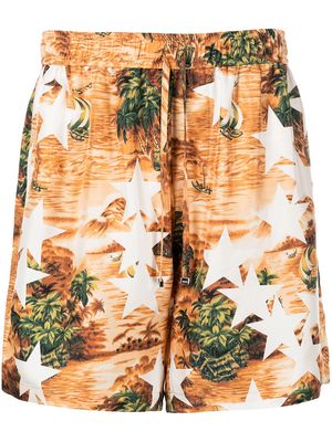 AMIRI silk graphic-print Bermuda shorts - Multicolour