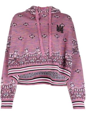 AMIRI Space Dye Bandana knit hoodie - Purple