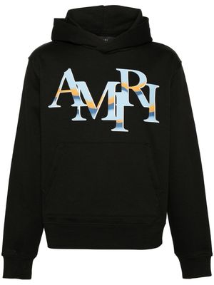 AMIRI Staggered-chrome cotton hoodie - Black