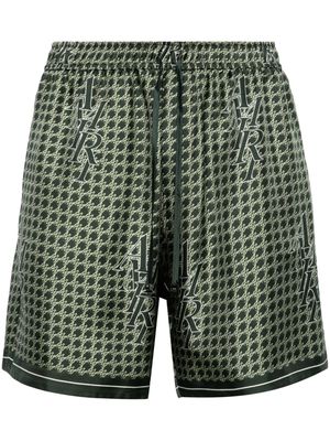 AMIRI Staggered Houndstooth silk shorts - Green