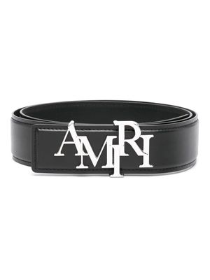 AMIRI Staggered logo-buckle leather belt - Black