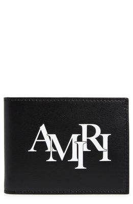 AMIRI Staggered Logo Leather Bifold Wallet in Black