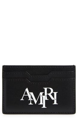 AMIRI Staggered Logo Leather Card Case in Black