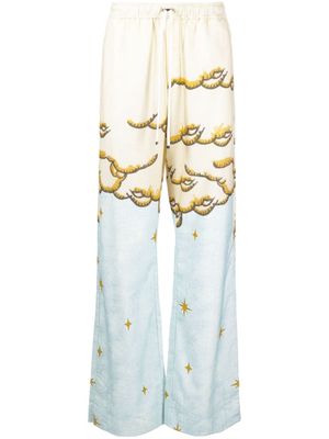 AMIRI Sunscape-print flared trousers - Yellow