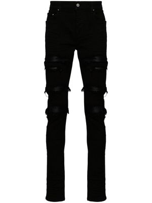 AMIRI Thrasher leather-trim skinny jeans - Black