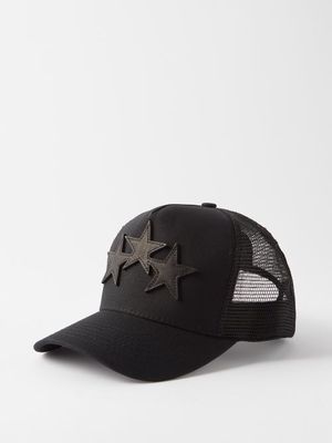 Amiri - Three Star-logo Cotton-canvas Trucker Cap - Mens - Black Multi
