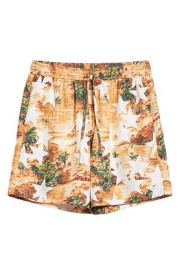 AMIRI Tropical Star Silk Bermuda Shorts in Orange