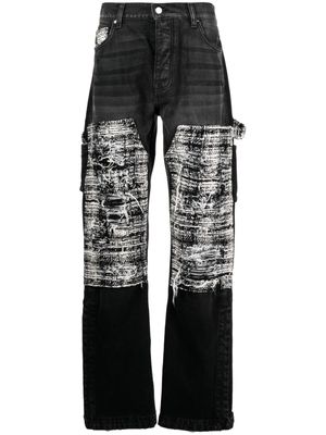AMIRI tweed-panelling distressed jeans - Black