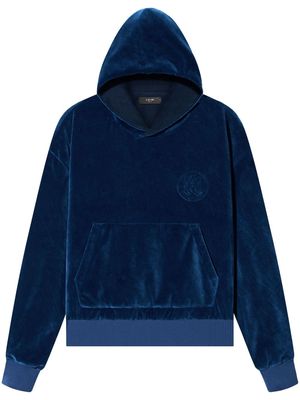 AMIRI velour pouch-pocket hoodie - Blue