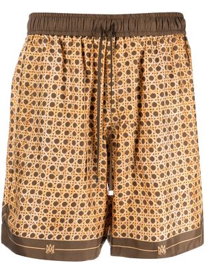 AMIRI weave-pattern silk shorts - Brown