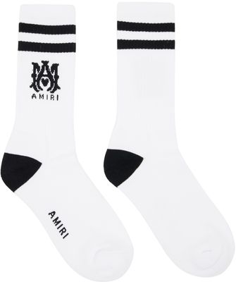 AMIRI White & Black Ribbed M.A. Socks