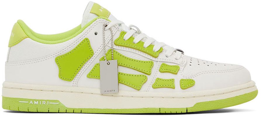 AMIRI White & Green Skel Low-Top Sneakers