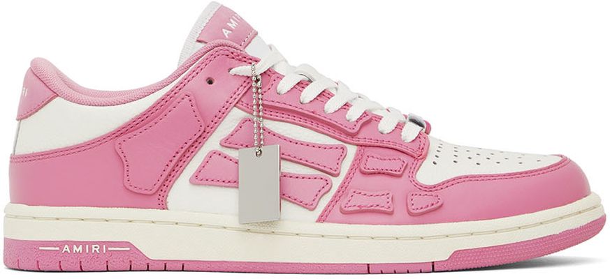AMIRI White & Pink Skel Low-Top Sneakers