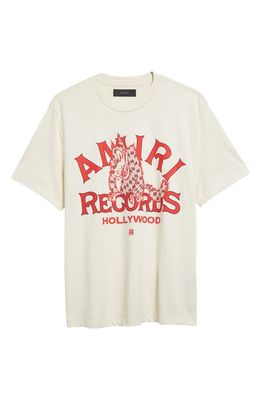 AMIRI Wolf Records Cotton Graphic T-Shirt in Vanilla Ice