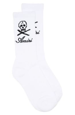 AMIRI x Wes Lang Skull Logo Crew Socks in White