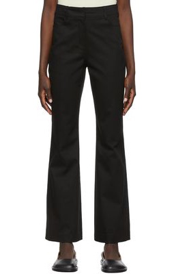 AMOMENTO Black Solid Flare Trousers