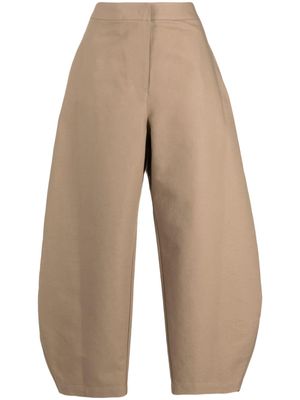 Amomento high-waisted tapered cotton trousers - Neutrals