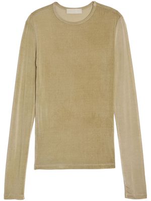 Amomento long-sleeve sheer T-shirt - Neutrals