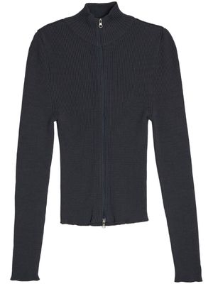 Amomento mock-neck ribbed-knit cardigan - Blue