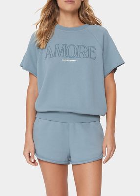 Amore Cut-Off Short-Sleeve Sweatshirt