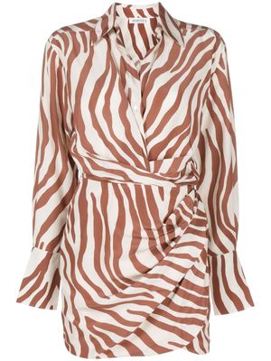 AMOTEA zebra-print silk minidress - Brown