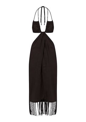 Amra Macramé Fringe Midi-Dress