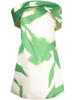 Amsale abstract-print off-shoulder minidress - Green