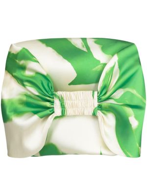 Amsale abstract-print satin cropped top - Green