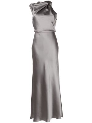 Amsale asymmetric draped satin gown - Grey