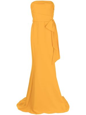 Amsale asymmetric-edge strapless gown - Orange