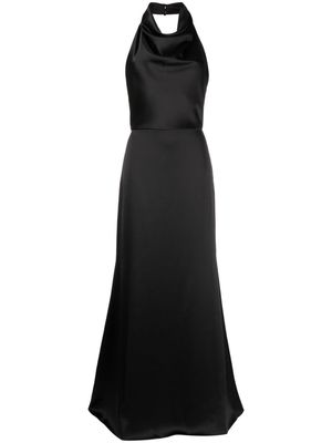 Amsale cowl halterneck satin gown - Black