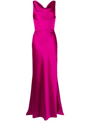 Amsale cowl-neck satin corset gown - Purple