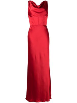 Amsale cowl-neck satin corset gown - Red