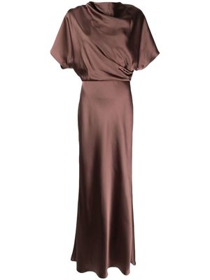 Amsale draped satin gown - Brown