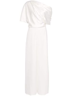 Amsale draped wide-leg jumpsuit - White