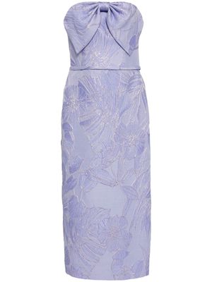 Amsale floral-jacquard midi dress - Blue