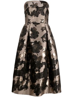 Amsale floral sleeveless midi dress - Brown