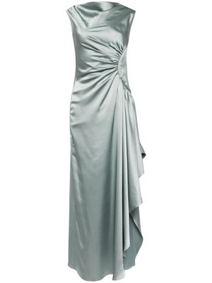 Amsale gathered sleeveless satin gown - Green